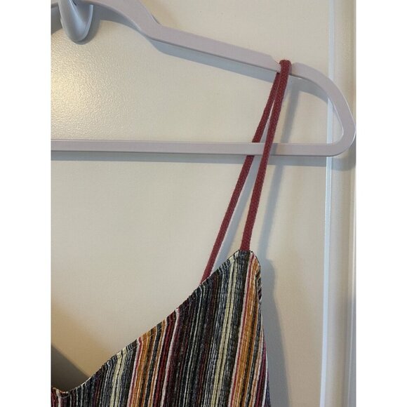 Zara Red Orange Bohemian Striped Midi Sleeveless Dress M rope straps - Picture 5 of 5